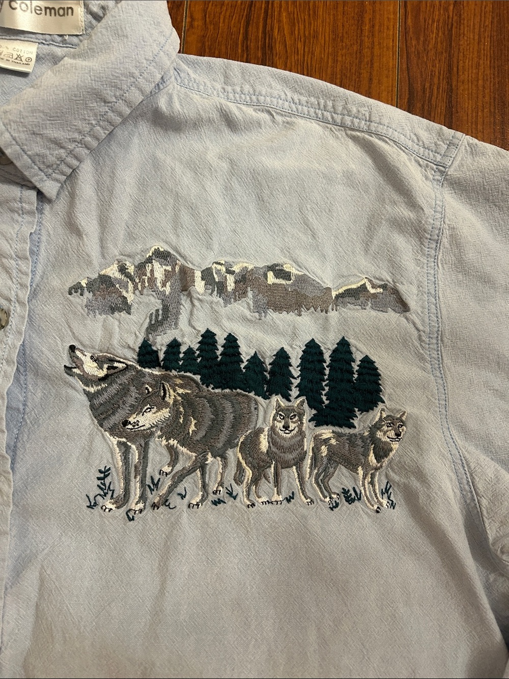 Casey Coleman Button Up Embroidered Wolf Shirt - Picture 2 of 8